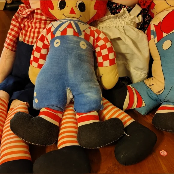 Vtg Large Raggedy Anne & Andy Dolls Lot Of 4 - Picture 2 of 14